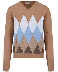 Ballantyne - Argyle-Intarsia V-Neck Sweater - Lyst