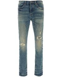 Purple Brand - Mid-Indigo Distressed Skinny Jeans - Lyst