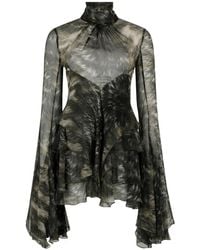 Roberto Cavalli - Fur-Print Ruffled Mini Dress - Lyst