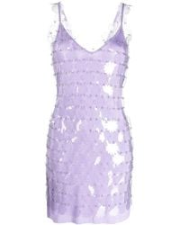 Rabanne - Sequinned V-neck Mini Dress Purple - Lyst
