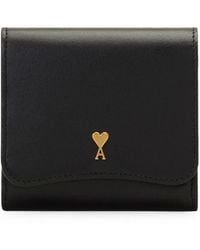Ami Paris - Paris Paris Cowhide Leather Compact Wallet - Lyst