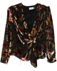 RIXO London - Everlyn Top Met Bloemenprint En Geknoopt Detail - Lyst