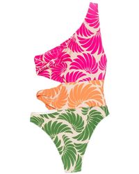 FARM Rio - Banana Wings One-Shoulder Swimsuit - Lyst
