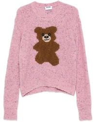 Moschino - Teddy Bear Motif Bouclé Knit Sweater - Lyst