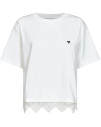 Weekend by Maxmara - Lace-Trim Butterfly-Embroidered T-Shirt - Lyst