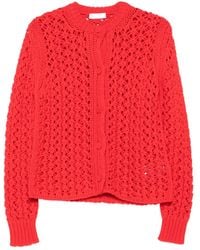 Jil Sander - Open-Knit Buttoned-Up Cardigan - Lyst
