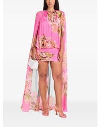 Hemant & Nandita - Lena Floral-Print Cape-Sleeve Mini Dress - Lyst