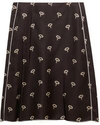 Marni - Silk Twill Midi Skirt With Floral Print - Lyst