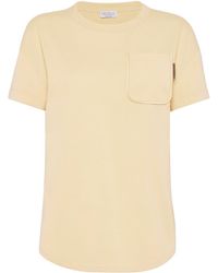 Brunello Cucinelli - Shiny Tab Cotton T-Shirt - Lyst
