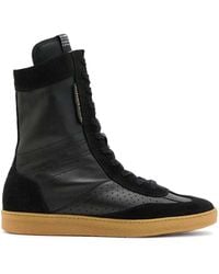AllSaints - Leather-Suede Louise High-Top Sneakers - Lyst