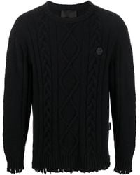 Philipp Plein - Cable-Knit Distressed-Finish Jumper - Lyst