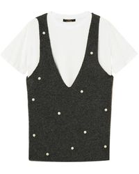 Twinset - Embellished V-Neck T-Shirt - Lyst