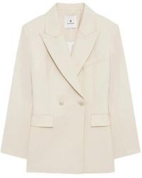 Anine Bing - Tiphaine Natural Crossed Blazer - Lyst
