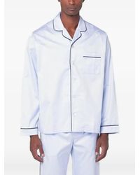 Tekla - Piped-Trim Pajama Shirt - Lyst
