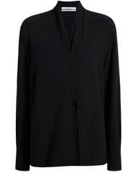 Another Tomorrow - V-Neck Blouse - Lyst