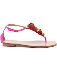 Aquazzura - Strawberry Punch Woven-Embellished Sandals - Lyst