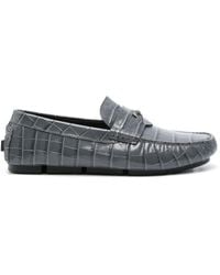 Versace - Medusa Croc-effect Leather Loafers - Lyst
