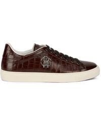 Roberto Cavalli - Croc-Effect Monogram Leather Low-Top Sneakers - Lyst