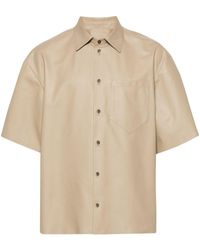 Prada - Leren Overhemd Met Opgestikte Zak - Lyst