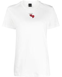 Pinko - T-shirt Met Logoprint En Kralen - Lyst