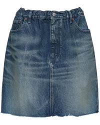 MM6 by Maison Margiela - Frayed-Details Cotton Mini Skirt - Lyst