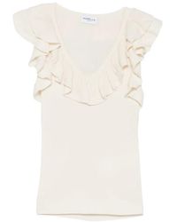 Marella - Matassa Top Met Ruches En V-Hals - Lyst