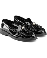 Jimmy Choo - Addie Pearl-embellished Leather Loafers - Lyst