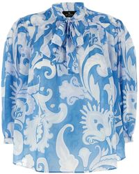 Etro - Multicolored Floral Blouse With High Neckline - Lyst