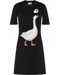 Moschino - Goose-Print Short-Sleeve Dress - Lyst