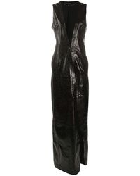 Ann Demeulemeester Sleeveless Maxi Leather Coat - Brown