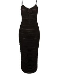 David Koma - Lace Rose Embroidered Ruched Midi Dress - Lyst