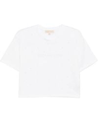 MICHAEL Michael Kors - Logo Studded Cotton Jersey T-Shirt - Lyst