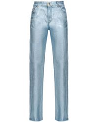Pinko - Gerade Jeans im Metallic-Look - Lyst