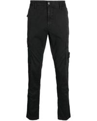 Stone Island - Compass-motif Cotton Tapered Trousers - Lyst