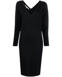 Stella McCartney - V-Neck Knitted Midi Dress - Lyst