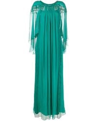 Alberta Ferretti - Lace-Panel Draped Evening Dress - Lyst