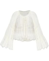LoveShackFancy - Darline Lace Bell-Sleeve Blouse - Lyst