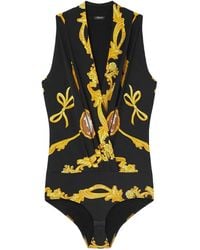 Versace - Cameo Silk Draped Bodysuit - Lyst