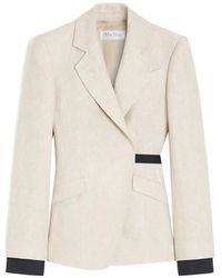Max Mara - Double-Breasted Linen Drill Blazer - Lyst