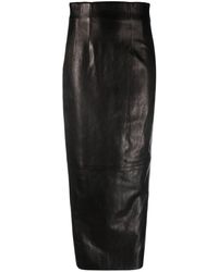 Khaite - The Loxley Leather Midi Skirt - Lyst