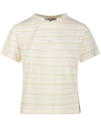 Maison Kitsuné - Striped Logo-Embroidered T-Shirt - Lyst