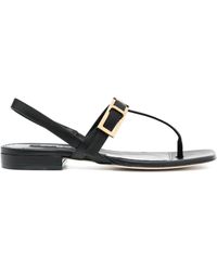 Sergio Rossi - Buckle-Details Flat Sandals - Lyst