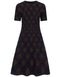 Oscar de la Renta - Robe Courte Évasée À Sequins Argyle - Lyst