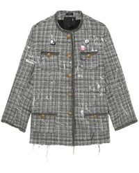 R13 - Paint-splatter Buttoned Tweed Jacket - Lyst