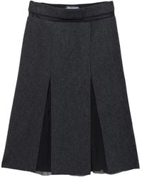 Prada - Double Wool Midi-Skirt - Lyst