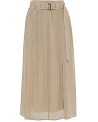 Brunello Cucinelli - Jupe En Coton À Coupe Mi-Longue - Lyst