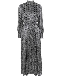Kiton - Zijden Maxi-jurk Met Geometrisch Patroon - Lyst