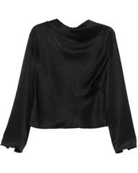 Vince - Satijnen Blouse Met Gedrapeerde Hals - Lyst