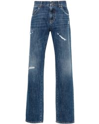 Dolce & Gabbana - Gerade Jeans mit Distressed-Detail - Lyst