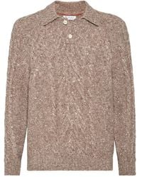 Brunello Cucinelli - Polo-Pullover mit Zopfmuster - Lyst